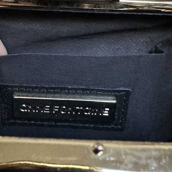 Anne Fontaine Handcrafted Beaded Floral Evening Bag  Clutch Floral Black Gold - Picture 8 of 11